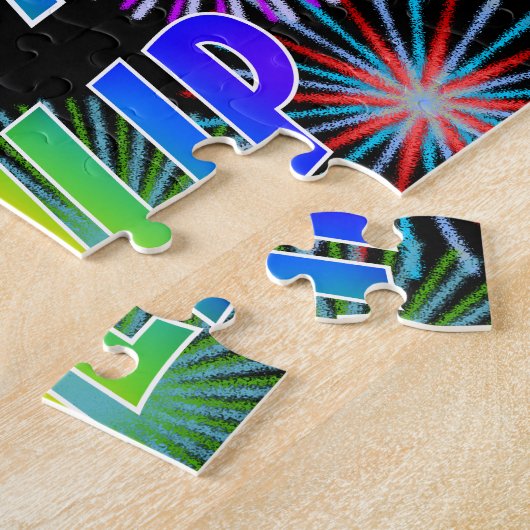 Puzzle Prénom "PHILIP", Amusant "HEUREUX ANNIVERSAIRE" (Côté)