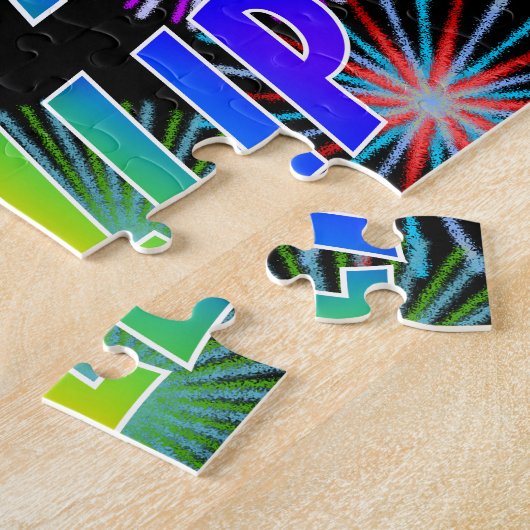 Puzzle Prénom "PHILLIP", Amusant "HEUREUX ANNIVERSAIRE" (Côté)