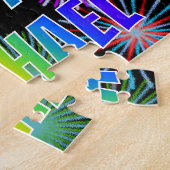 Puzzle Prénom "RACHAEL", Amusant "HEUREUX ANNIVERSAIRE" (Côté)