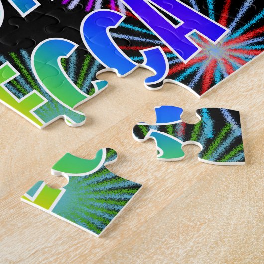 Puzzle Prénom "REBECCA", Amusant "HEUREUX ANNIVERSAIRE" (Côté)