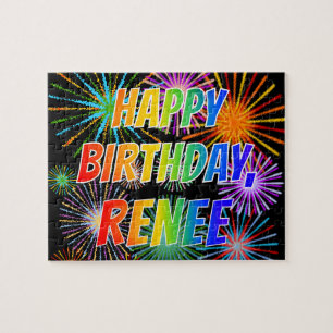 Puzzle Prénom "RENEE", Amusant "HEUREUX ANNIVERSAIRE"