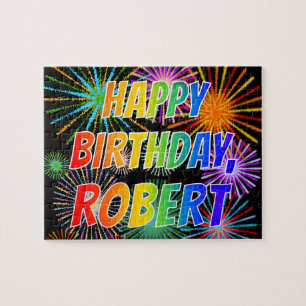 Puzzle Prénom "ROBERT", Fun "HEUREUX ANNIVERSAIRE"