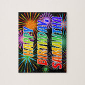 Puzzle Prénom "SAMANTHA", Amusant "HEUREUX ANNIVERSAIRE" (Vertical)