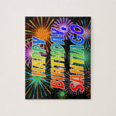 Puzzle Prénom "SANTIAGO", Amusant "HEUREUX ANNIVERSAIRE" (Vertical)