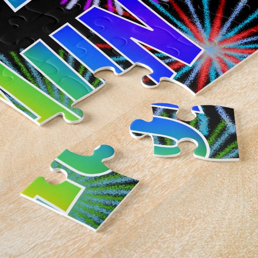 Puzzle Prénom "SHAUN", Amusant "HEUREUX ANNIVERSAIRE" (Côté)