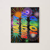 Puzzle Prénom "TODD", Amusant "HEUREUX ANNIVERSAIRE" (Vertical)