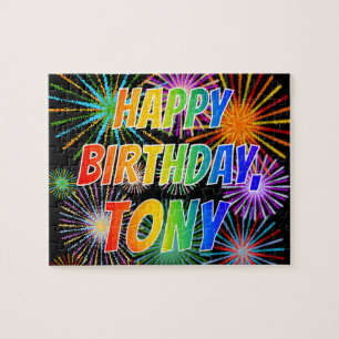 Puzzle Prénom "TONY", Amusement "JOYEUX ANNIVERSAIRE"