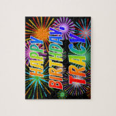 Puzzle Prénom "TRACY", Amusant "HEUREUX ANNIVERSAIRE" (Vertical)