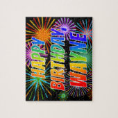 Puzzle Prénom "WAYNE", Amusement "JOYEUX ANNIVERSAIRE" (Vertical)