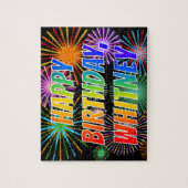 Puzzle Prénom "WHITNEY", Amusant "HEUREUX ANNIVERSAIRE" (Vertical)