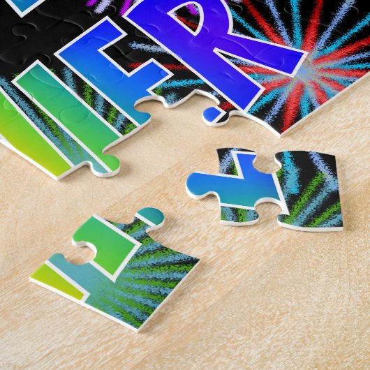 Puzzle Prénom "XAVIER", Amusant "HEUREUX ANNIVERSAIRE" (Côté)