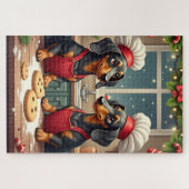 Puzzle Préparateurs de biscuits de Noël de teckel Peintur (Horizontal)