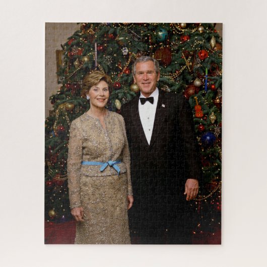 Puzzle Président George Bush, Laura Christmas Maison Blan (Vertical)