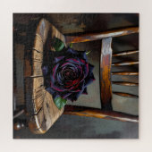 Puzzle Pretty Black Rose on Rustic Chair Valentine's Day (Horizontal)