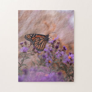 Puzzle Pretty Butterfly with Lavender Flowers