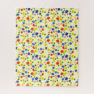 Puzzle Pretty Dainty Cute Floral on Pastel Yellow