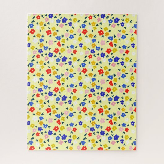 Puzzle Pretty Dainty Cute Floral on Pastel Yellow (Vertical)
