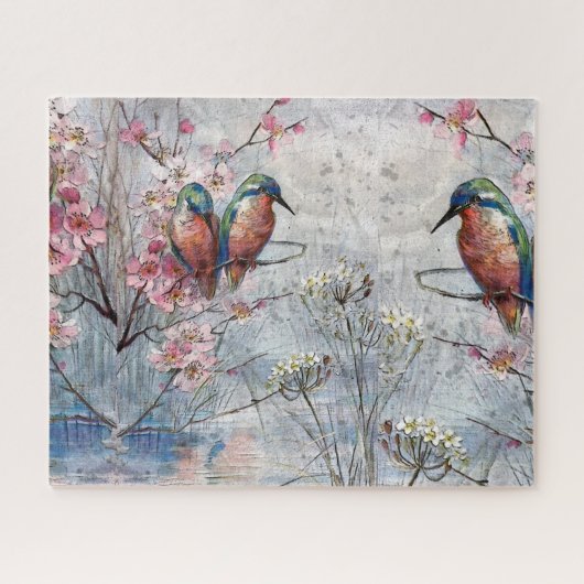 Puzzle Pretty Painted Kingfish and Flowers (Horizontal)