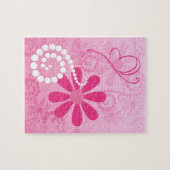 Puzzle Pretty Pink Flowers Cute Retro Daisy Pattern (Horizontal)