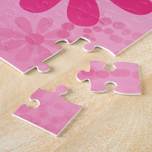 Puzzle Pretty Pink Flowers Cute Retro Daisy Pattern (Côté)