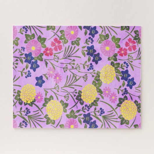 Puzzle Pretty Purple Vintage Flower Pattern (Horizontal)
