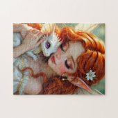 Puzzle Pretty Red Haired Fairy with Dragon (Horizontal)