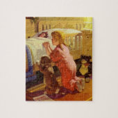Puzzle Prières au coucher, Fille avec chiot, Religion Vin (Vertical)