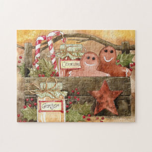 Puzzle primitif de panier de pain d'épice et de