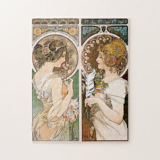 Puzzle Primroses et plume, Mucha (Vertical)