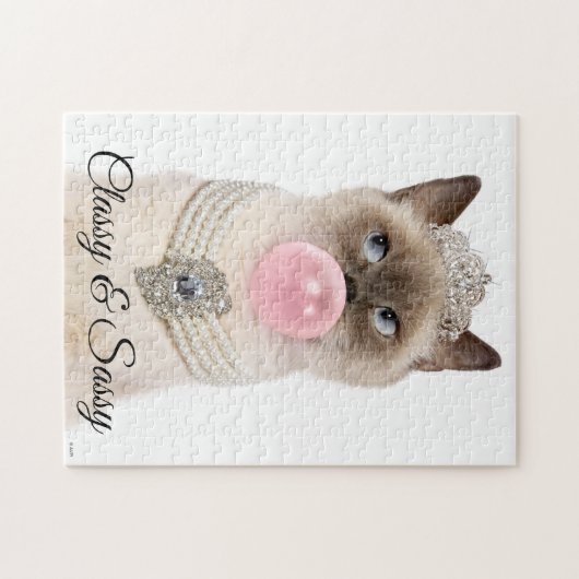 Puzzle Princesse Chat soufflant de bulle gomme (Horizontal)