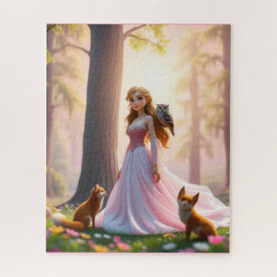 Puzzle Princesse de la forêt enchantée avec compagnons an