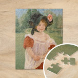 Puzzle Printemps : Margot debout dans un jardin | Mary Ca<br><div class="desc">Printemps : Margot Standing in a Garden (1900) de l'impressionniste américaine Mary Cassatt. L'oeuvre originale est une peinture à l'huile sur toile. Le portrait représente une jeune fille portant une robe rouge avec une tête blanche et un bonnet surdimensionné dans un jardin de printemps. Utilisez les outils de conception pour...</div>