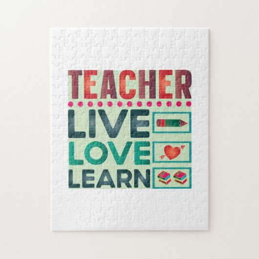 Puzzle Professeur Cadeaux | Enseignant Live Love Learn (Vertical)