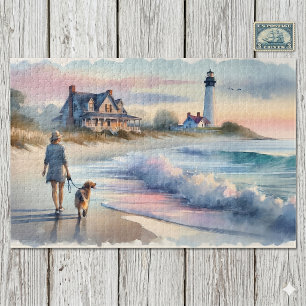 Puzzle Promenade côtière jusqu'au phare au coucher du sol