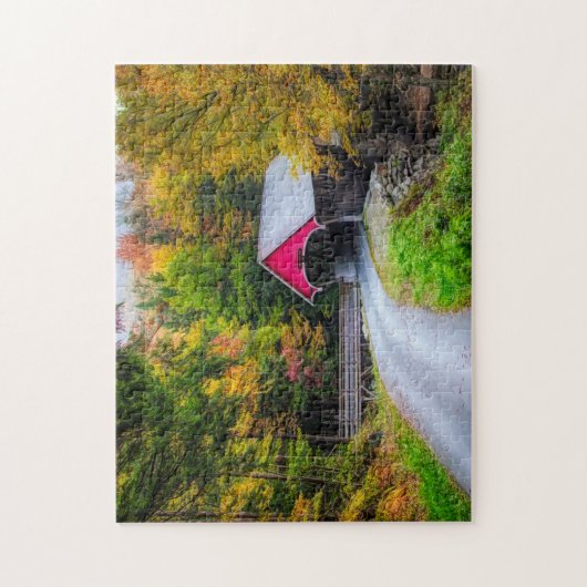 Puzzle Promenade d'automne à travers le pont couvert (Vertical)