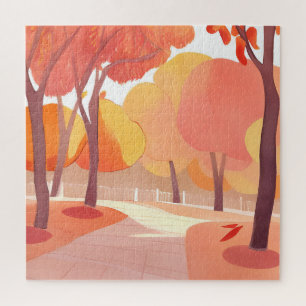 Puzzle Promenade d'automne   Aquarelle abstraite