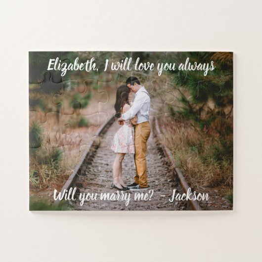 Puzzle Proposition de mariage Marier moi Photo White Scri (Horizontal)