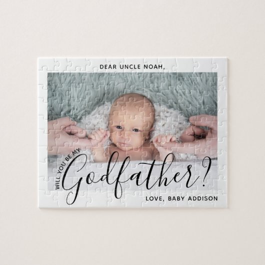 Puzzle Proposition de parrain Simple Script moderne Photo (Horizontal)