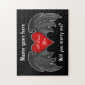 Puzzle Proposition gothique de mariage de coeur rouge fon (Vertical)