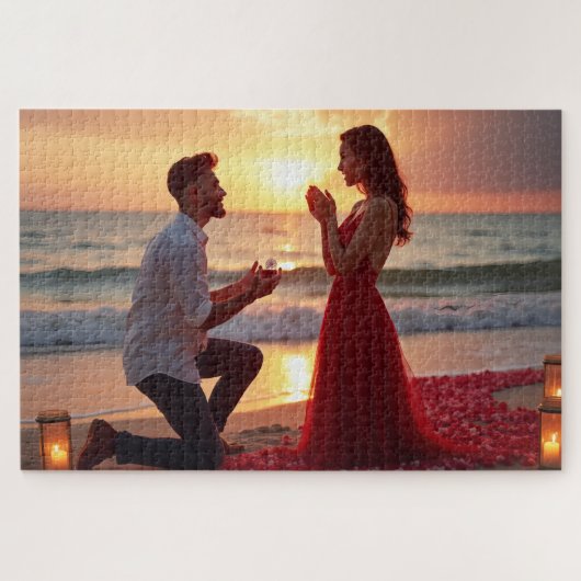 Puzzle Proposition romantique de plage au coucher du sole (Horizontal)