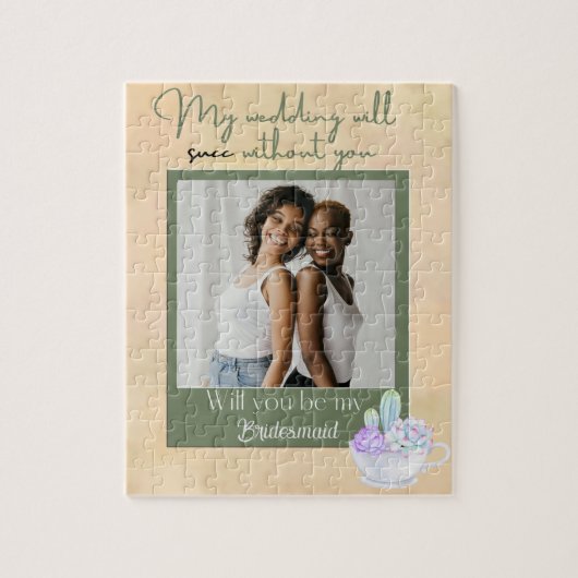 Puzzle Proposition vintage Sage Bridesmaid (Vertical)