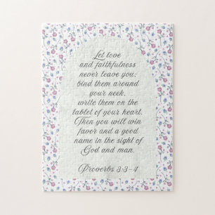 Puzzle Proverbes 3:3–4 Écriture florale
