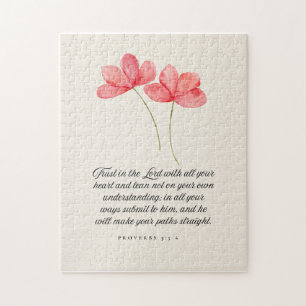 Puzzle Proverbes 3:5–6 Fleurs roses Confiance dans le Sei