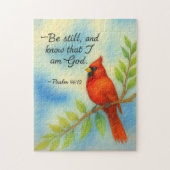 Puzzle Psalm 46:10 Be Still Red Cardinal Scripture Nature (Vertical)
