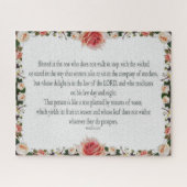 Puzzle Psaume 1 Art - Bienheureux Juif avec Design Floral (Horizontal)