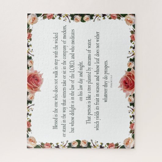 Puzzle Psaume 1 avec Flower Borders (Vertical)