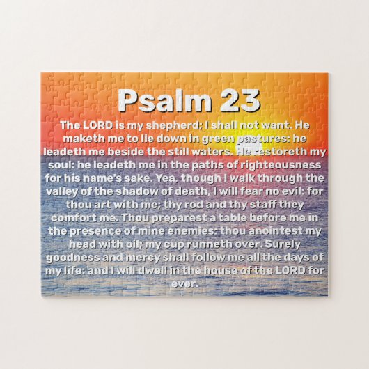 Puzzle Psaume 23 Red Ocean Sunset Bible Verse (Horizontal)