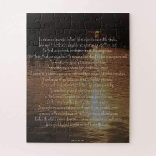 Puzzle Psaume 91, Coucher de soleil sur l'eau difficile P (Vertical)