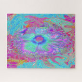 Puzzle Psychedelic Retro Rainbow Blue Hibiscus (Horizontal)