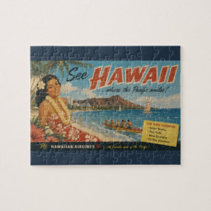 Puzzle Publicité de voyage hawaïen de style vintage